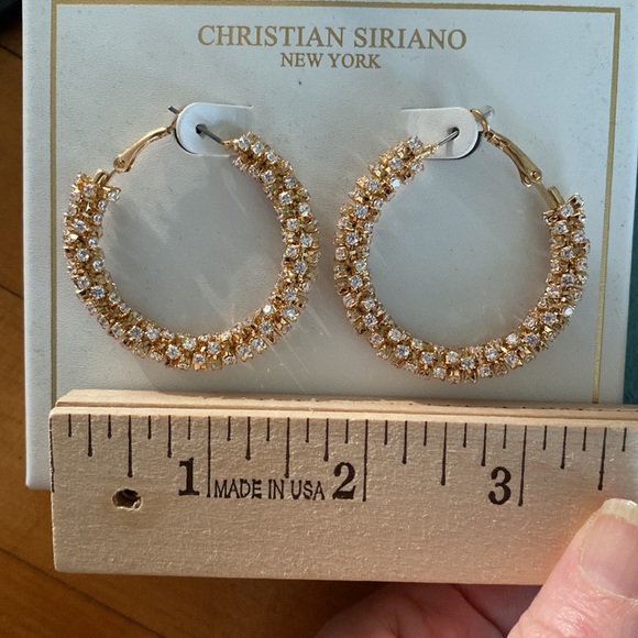 Christian Siriano Pavé-Style Hoop Earrings, Gold & Cubic Zirconia - Picture 12 of 14
